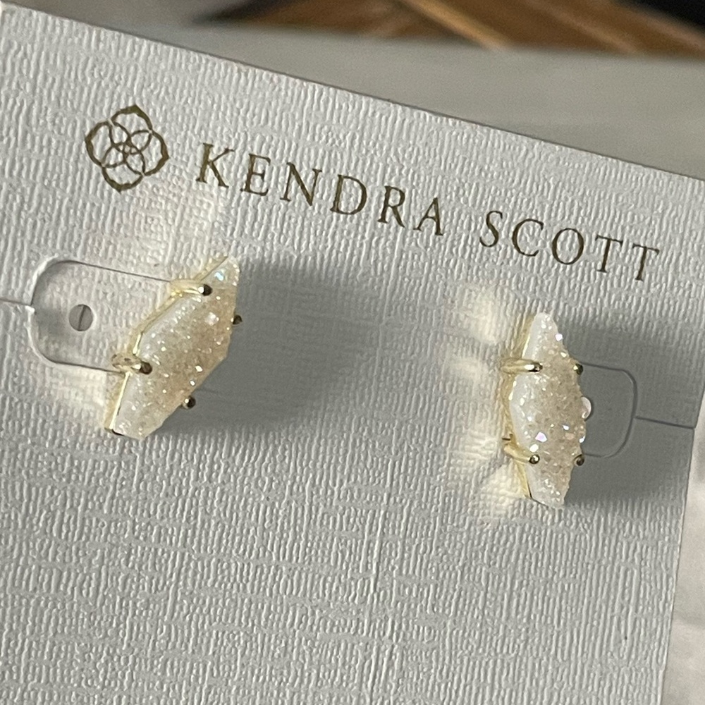 Kendra Scott Brook Iridescent Druzy Gold Plated Earrings - Picture 4 of 5